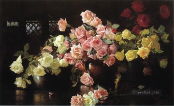  floral Canvas - Roses painter Joseph DeCamp floral